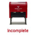 Incomplete Teacher Self Inking Rubber Stamp Red Ink - Medium