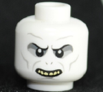 Parts White Minifigure Head Alien With Hp Voldemort With Teeth And Nostrils Pattern - Blocked Open Stud 3626BPB0486