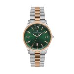 Premium Men's Round Quartz Watch With Green Dial