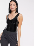 High Gloss V-neck Bodysuit - Small