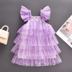 Purple Ruffle Star Tulle Dress