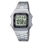 Casio Vintage Chrono Digital Silver Stainless Steel Unisex Watch A178WA-1ADF