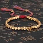 1PC Copper Bead Bracelet Adjustable Rope Chain Men Women Bracelets Braided Boho Vintage Jewelry Gift