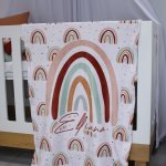 Fleece Blanket Boho Dot Rainbow Sage Rust And Beiges Set
