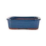 Assorted Glazed Bonsai Pots 10" - Deep Blue Rectangle With Decorative Corners 28 X 21 X 8.5CM