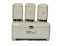 Bread Bin & Cannister Set 4PC Retro Grey & Silver
