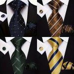 Men's Classic Fashion Striped Necktie & Cufflink & Handkerchief Sets For Business Party Ideal Choice For Gifts