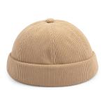 Beige Rib Knit Docker Hat
