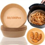 50/100PCS Non-stick Air Fryer Disposable Paper Liners - Round Baking Papers For Roasting Microwave And More - Kitchen Accessorie