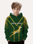 Boys' South Africa Inspired Hoodie - Polyester 100% Casual Hooded Sweatshirt With Kangaroo Graphic Knit Fabric Slight Stretch Sp