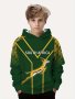 Boys' South Africa Inspired Hoodie - Polyester 100% Casual Hooded Sweatshirt With Kangaroo Graphic Knit Fabric Slight Stretch Spring/fall Season Regular Fit For Ages