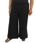 Ladies Plain Wide Leg Slit Pants - 60 Black