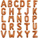 Toniful 52 Pieces 16 Inch Orange Letter A-z Balloons Custom Phrase Mylar Foil Alphabet Letter Diy Personalized Phrase Banner For