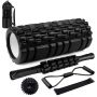 6 In 1 Fitness Pilates Foam Roller Set For Tissue Muscle Massage - Black