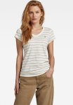 G-star Raw Eyben Stripe Slim V T Short Sleeve - Milk deep Walnut Stripe
