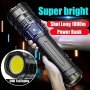 1pc Strong Light Flashlight Telescopic Zoom C-type Rechargeable Flashlight High Brightness Intelligent Power Display Built-in Large Lithium Battery Durable Rainstorm Necessary For Outdoor Camping