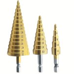 Unlock Your Diy Potential With This Titanium Coated Step Drill Bit Set - 4-12 20 32MM Hss High Speed Steel Wood Hole Cutter
