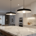 Drop Disc Pendant Light - Black White - White