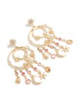 Goldair Gold Pink & Clear Diamantes Celestial Circle Drop Earrings