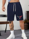 Bull Print Men's Drawstring Pants Loose Casual Waist Simple Style Comfy Shorts For Spring Summer Outdoor Fitness Holiday Daily C