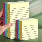Self-stick Notes 100 Sheets - Adhesive Lined Memo Pads Square & Oblong Shapes Horizontal Office Sticky Notes Pack