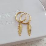 Kerri Gold Plated Hoop Feather Earrings 5X12MM 12MM Hoops