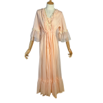 Peach Vintage Bellsleeve Mesh Dress - S