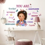 1PC Inspirational Wall Sticker Girl Butterfly Pattern Self-adhesive Wall Stickers Bedroom Entryway Living Room Porch Home Decora
