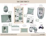 Cot Duvet Bedding Sage Green Farm Set