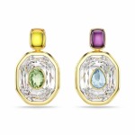 SWAROVSKI Chroma Drop Earrings Asymmetrical Design Octagon Cut Multicolored Gold-tone Plated