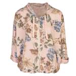 Hooded Giant Floral Print Linen Mix Jacket - Light Pink S m