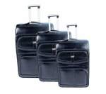 Smte Nexco Luggage Set Of 3 Pu Leather Travel Suitcases 282422 Inch Black With Keychain
