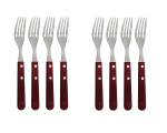 4 Piece Stainless Steel Folk Set With Wood Handles - Set Of 2