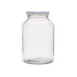 1 Litre Clear Glass Catering Jar With White Metal Lid 82MM Twist