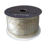 Ribbon 3.8X270CM Organza Base With Foilprint And Overlocked Borders. Ivory And Champagne