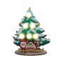 A Wooden Snowman Table Decoration With A Lit Christmas Tree