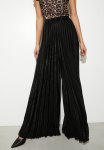Super Wide Pleated Pants - Metallic Black