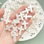 30PCS Creamy White Acrylic Cross Beads For Diy Jewelry Making - Perfect For Bracelets & Craft Supplies