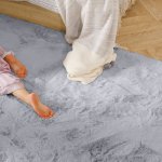 Luxe Plain Rabbit Fur Carpet Light Grey - Xx-large 200X300CM