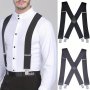 Plus Size 5CM Wide Men's Suspenders High Elastic Adjustable 4 Strong Clips Suspender Heavy Duty X Back Trousers Braces Ideal Choice For Gifts