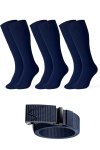 3 Pairs Turkish Men’s Luxury Cotton Navy Socks With Free Tactical Belt Combo