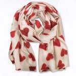 Multi Heart Print Scarf - Cream Free