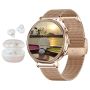 Smartwatch For Women Gift Set Bluetooth Earphones 1.39 HD Rose Gold Luxury