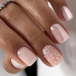 24PCS SET Short Square Press On Nails Pinkish Glitter Cute Style Fake Nails Glossy Artificial Finger Manicure False Nails