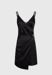 Calvin Klein Buckle Wrap Satin Slip Dress - Ck Black