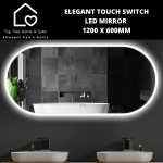 Backlit Touch Switch LED Mirror With Clock 1200 X 600MM