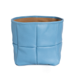 Leather Square Basket - Light Blue