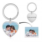 CAS102711 - Personalized Photo Heart Keyring Titanium Steel