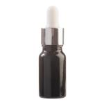 10ML Black Glass Aromatherapy Bottle With Pipette - White & Silver Collar 18 60