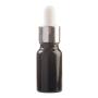 10ML Black Glass Aromatherapy Bottle With Pipette - White & Silver Collar 18/60
